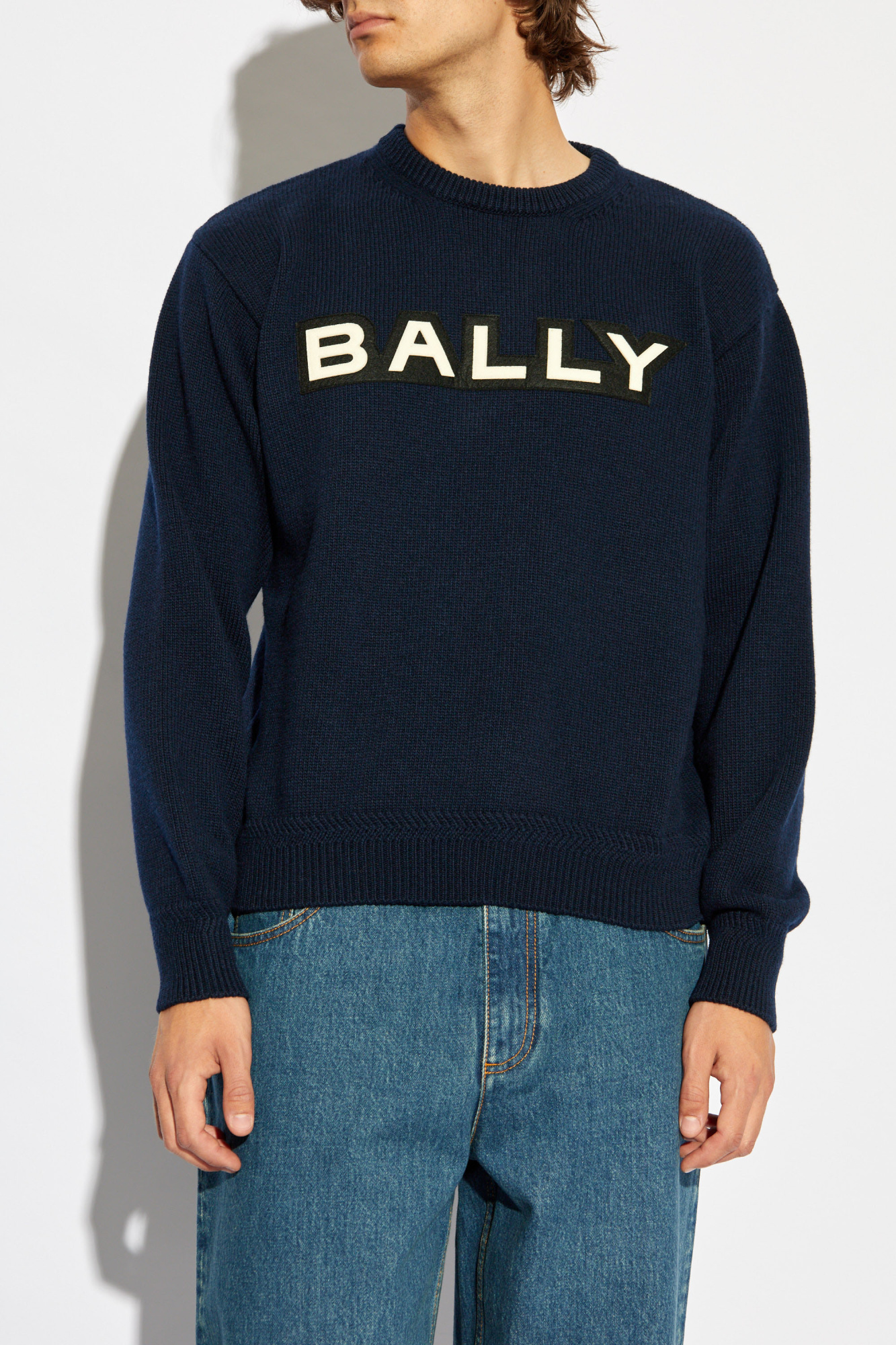 Navy blue Sweater with logo Bally Vitkac Italy